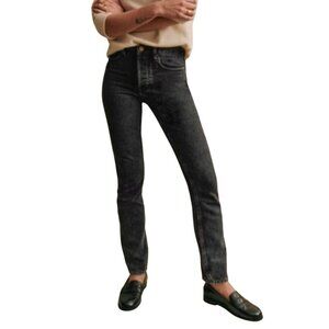 Sezane Denim High Rise Button Fly Brut Jeans in Black Gray Size 28